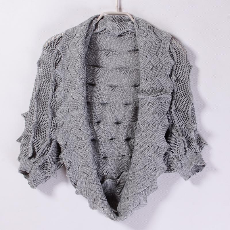 Free shipping 2013 spring wave silver onions crocheted sweater coat cape10