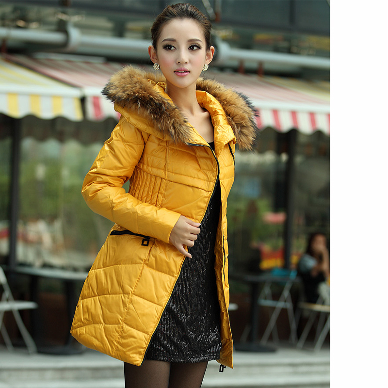 Free Shipping 2013 Spring women's dress 20122196k  beautiful yellow wool collar down  female