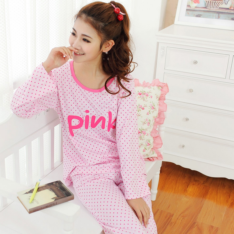 FREE SHIPPING 2013 spring women's knitted cotton long-sleeve sleep set women's trend casual lounge