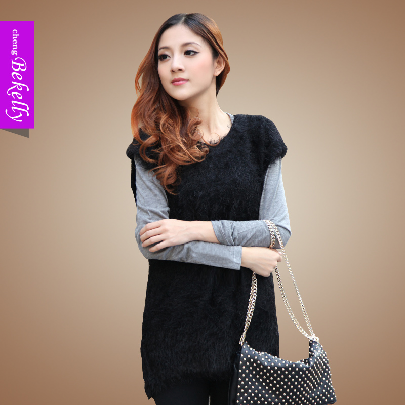 Free shipping 2013 spring women's long design loose thickening mohair sweater one-piece dress knitted basic slim hip