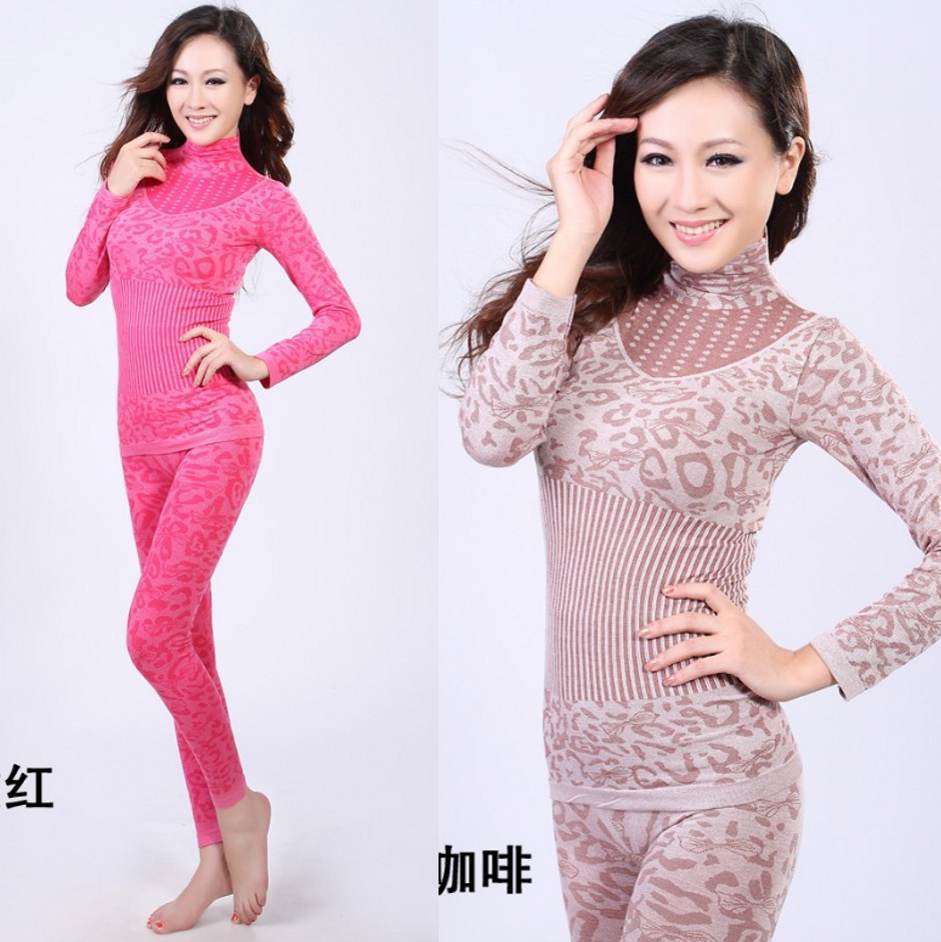 Free Shipping 2013 Spring Women's Modal Thermal Underwear Sets High Collar Body Shaped Sexy Long Johns Set for Women Free Size