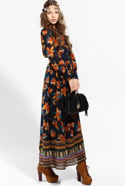 free shipping 2013 spring women's new Fairy flower color long dress/ The bohemian ethnic noble primer or worn alone/lined  ft158