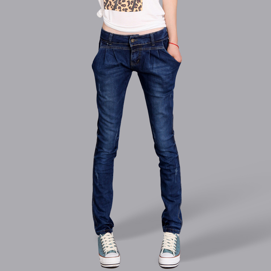 Free shipping 2013 spring women's plus size jeans dark color women's trousers wearing white water wash