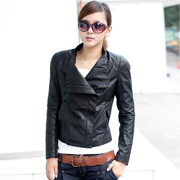 Free Shipping 2013 Spring women's Quality   water washed leather clothing black