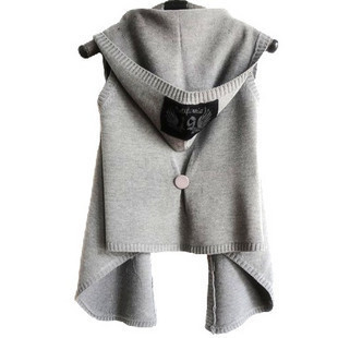 Free Shipping 2013 spring women's sweater solid color all-match vest hooded sweater