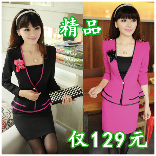 Free shipping 2013 spring work wear set women's slim fashion piece set skirt work wear