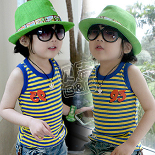 free shipping 2013 summer 93 stripe boys clothing girls clothing child T-shirt sleeveless vest tx-0847