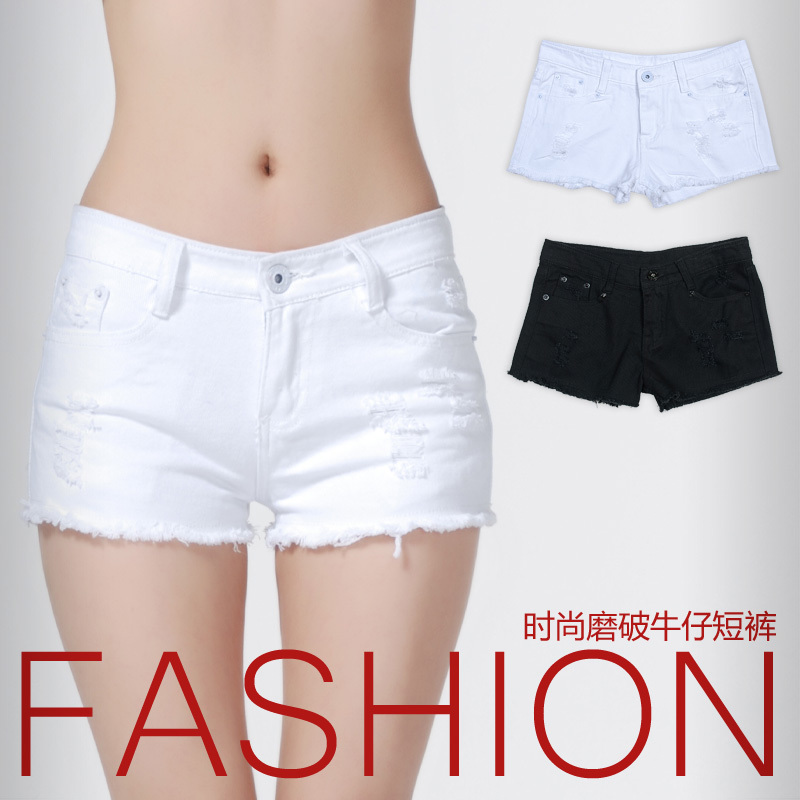 Free shipping 2013 summer all-match fashion hot pant white 100% cotton denim jean shorts women, 6 colors, size 25 to 31