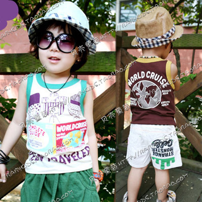 free shipping 2013 summer books boys clothing girls clothing baby child T-shirt sleeveless vest tx-0457