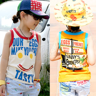 Free Shipping, 2013 summer boys clothing girls clothing baby child T-shirt sleeveless vest tx-1583