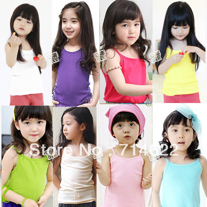 Free shipping 2013 summer candy all-match girls clothing baby child spaghetti strap vest tx-1045