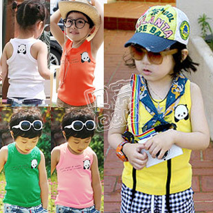 free shipping 2013 summer candy panda of paragraph boys clothing girls clothing baby vest tx-1031