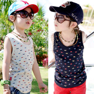 Free shipping! 2013 summer car boys clothing girls clothing baby child T-shirt sleeveless vest tx-1137