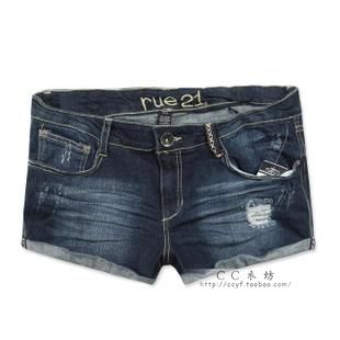 Free Shipping 2013 summer female fashion water wash hole elastic plus size loose denim shorts