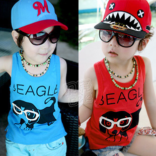 Free shipping! 2013 summer glasses boys clothing girls clothing child T-shirt sleeveless vest tx-1567