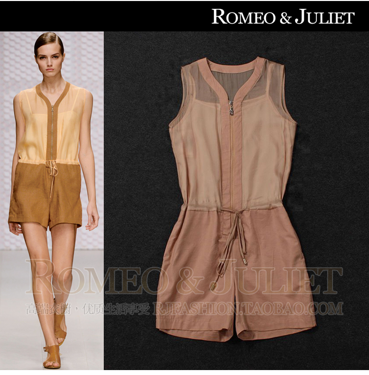 Free shipping 2013 Summer New Fashion Women Jumpsuit Stylish Minimalist Siamese Shorts Slim Sleeveless Vest Rompers Apricot