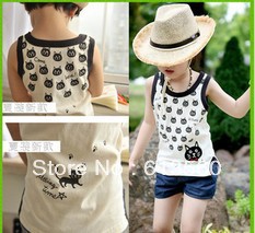 free shipping 2013 summer new printing Boys 'and girls' vest p486 ok