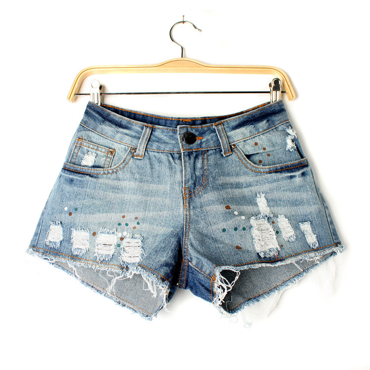 Free Shipping&&2013 summer spring new women shorts painting denim jeans pant hot sexy frayed denim short flash edge hole street