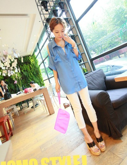 free shipping 2013 summer strapless medium-long plus size chiffon shirt half sleeve t-shirt shirt top female