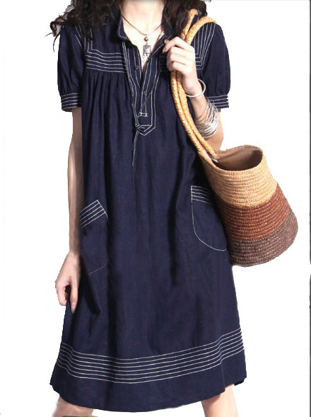 Free Shipping! 2013 Summer Women Fashion Summer Plus Size Thin Women Loose Denim Dress L XL XXL XXXL XXXXL XXXXXL