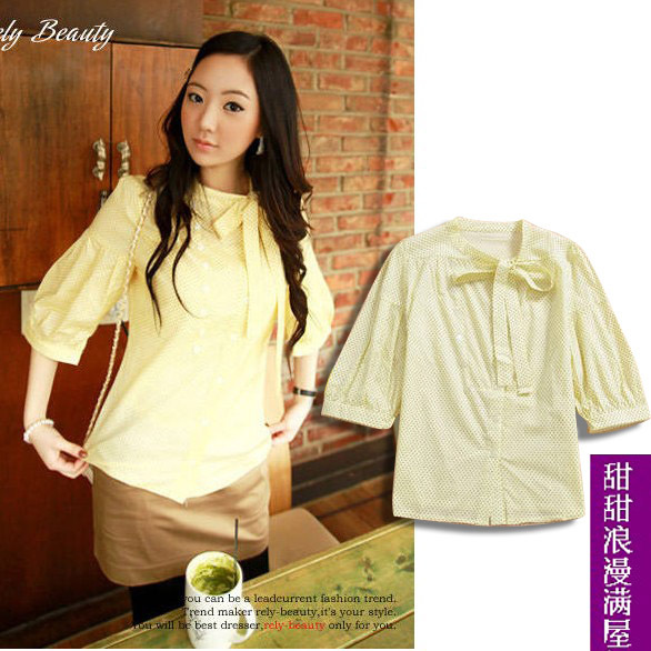 Free Shipping 2013 summer women's 135320 sweet gentlewomen princess bow shirt