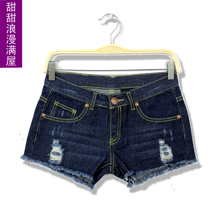 Free Shipping 2013 summer women's a0829 casual fashion all-match denim shorts blue flash shorts wholesale