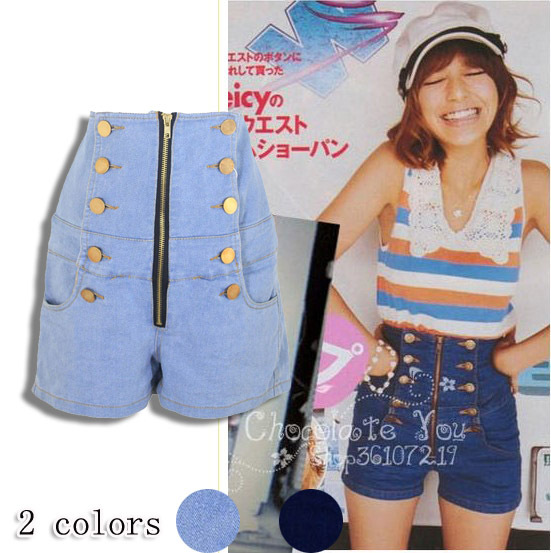 Free Shipping 2013 summer women's h3091 casual all-match fashion high waist denim shorts