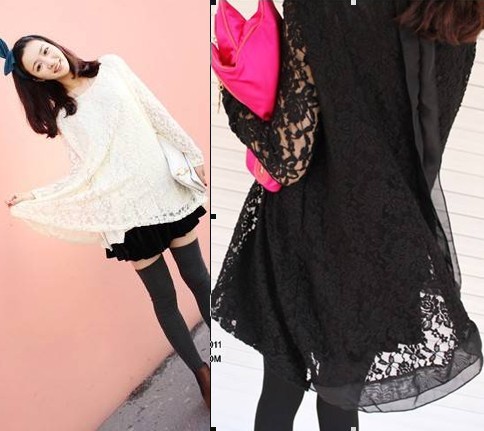 Free Shipping 2013 summer women's sweet 9713 expansion bottom lace long-sleeve shirt cute shirt