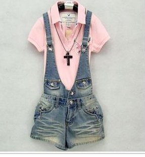 Free Shipping 2013 summer women's unique suspenders denim shorts suspenders d271