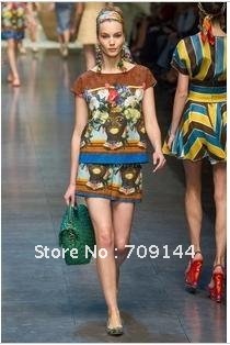 Free Shipping 2013 Unique Temperament Printed Two Piece Suit Women