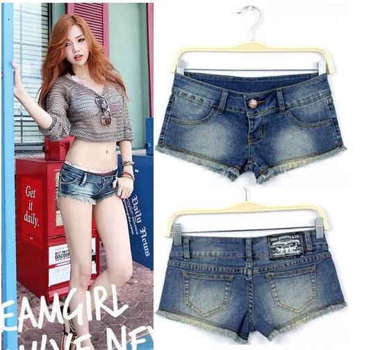 Free Shipping 2013 Vintage High-waist Denim Shorts Women Loose Wash Blue Jeans Shorts AA854