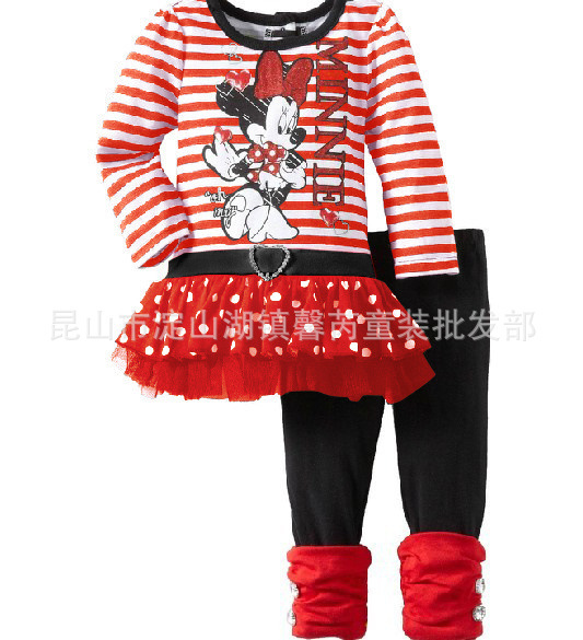 Free Shipping!! 2013 Wholesale children's clothing New on explosion models exclusive minnie Leopard series set female