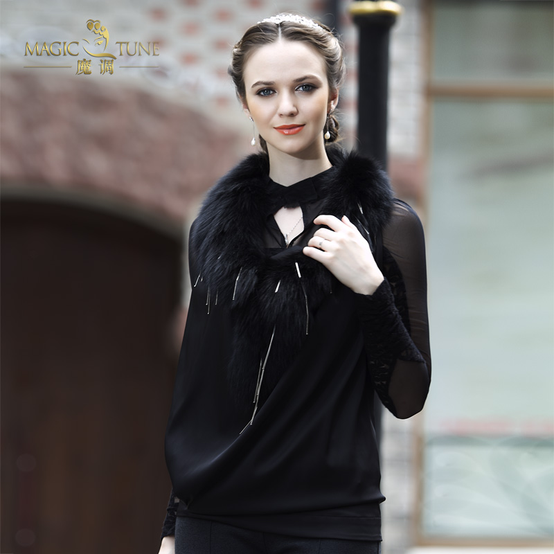 free shipping 2013 winter fashion black fox fur vest luxurious top