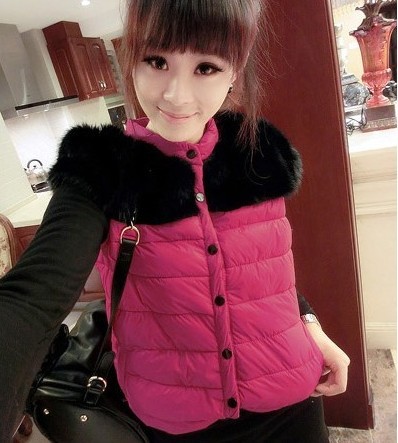 free shipping 2013 winter patchwork cotton short design all-match vest outerwear vest 8701