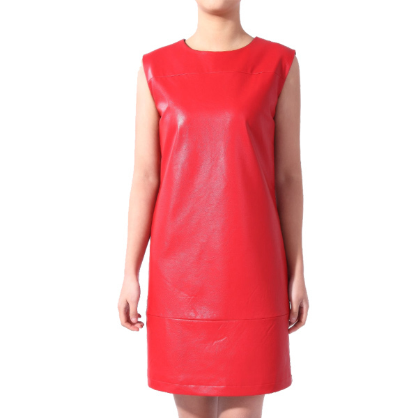 Free Shipping! 2013 Women Fashion Sleeveless Leather Dress 6241