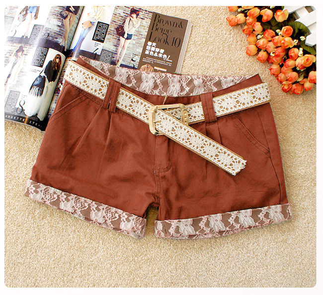 Free shipping  2013 women lace shorts pant ( pink,oranger,green ,bige)