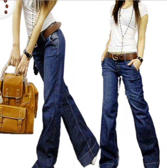 free shipping 2013 women new fashion clothing blue loose elastic waist long trousers jeans denim pant hot sale