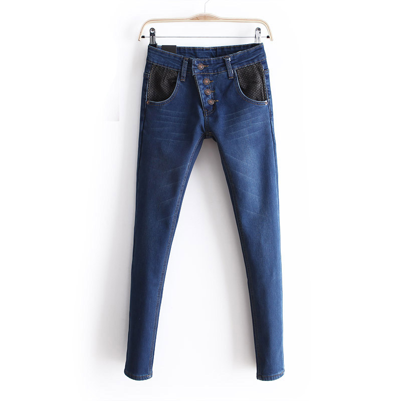 free shipping 2013 women's all-match fashion plus velvet thickening wk1433 skinny jeans