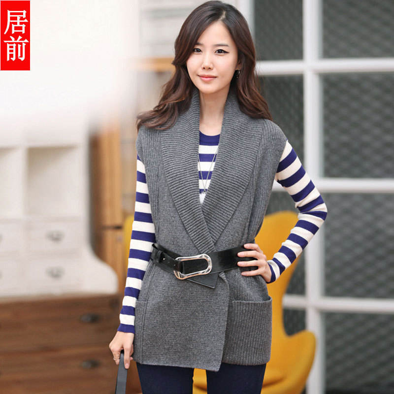 Free Shipping 2013 women's autumn and winter b5347 street all-match sweater outerwear large lapel yarn vest 31a