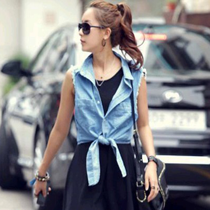 Free Shipping 2013 women's b10021 denim vest fashion slim bandage thin denim vest 31a