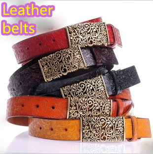 Free shipping!2013 Women's Fashion casual retro Leather belt.Leather printed belts for women and men.5 colors.