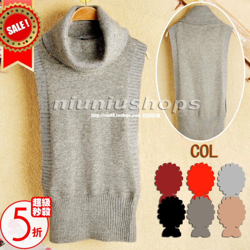 Free Shipping, 2013 women's fur collar sleeveless slim pullover vest sweater