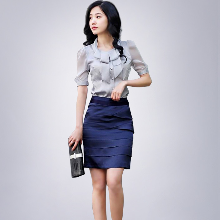 Free shipping 2013 women's ol work wear work wear chiffon shirt skirt fashion career dress set