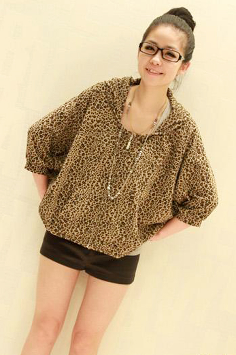 Free Shipping 2013 women's spring leopard print hooded cape small cloak