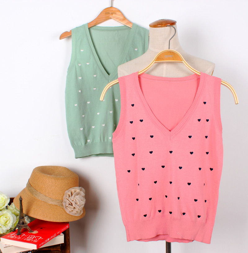 Free shipping 2013 women's spring preppy style sleeveless pullover V-neck all-match woven vest small vest top