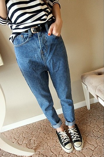 Free Shipping 2013 women's spring small high waist fashion vintage denim skinny pants with belt c1