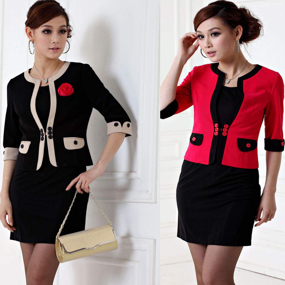 Free shipping 2013 women's work wear slim blazer ol single outerwear professional set skirt t01