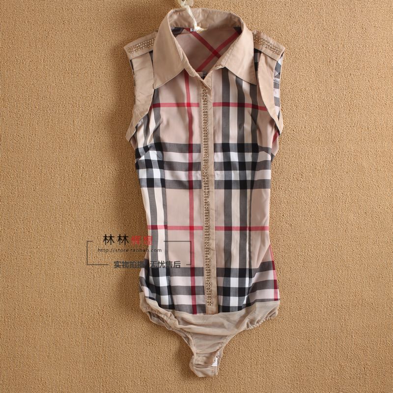 Free shipping! 2013 womens fashion casual OL bouse tops houndstooth Cotton blends plaid sleeveless body shirt,LL