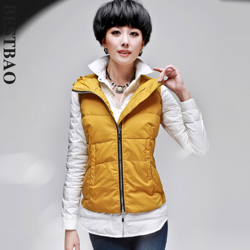 free shipping 2060 fashion slim with a hood down vest brief all-match new arrival bestbao female