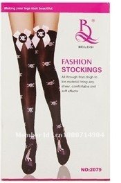 FREE  SHIPPING 2079 Fashion Skulls Pattern Thigh-Highs Stockings Hosiery (Black) ONE SIZE